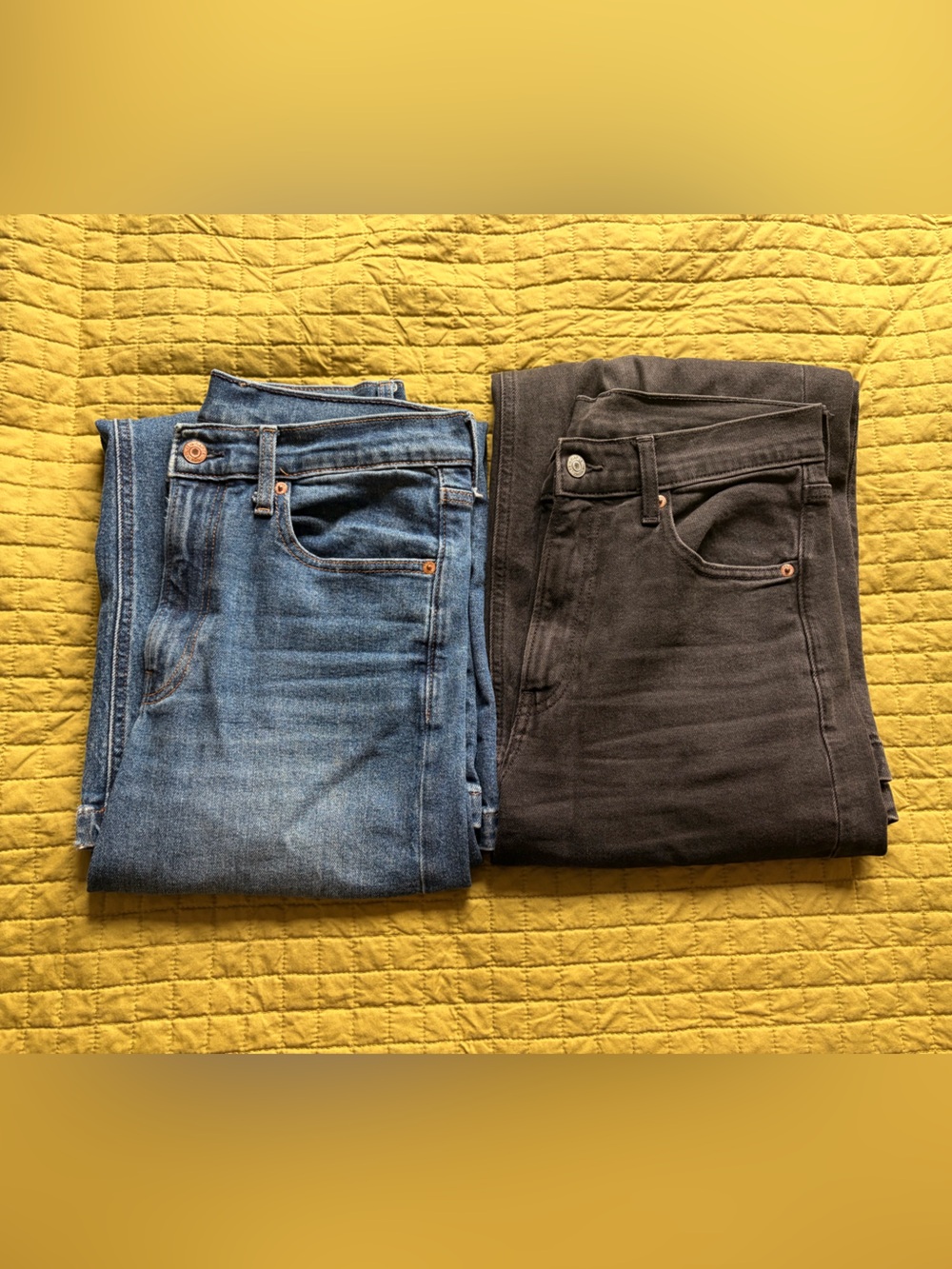 Bundle x2 GAP “Stride” Blue and Black Wide Leg Jeans - 99% Cotton